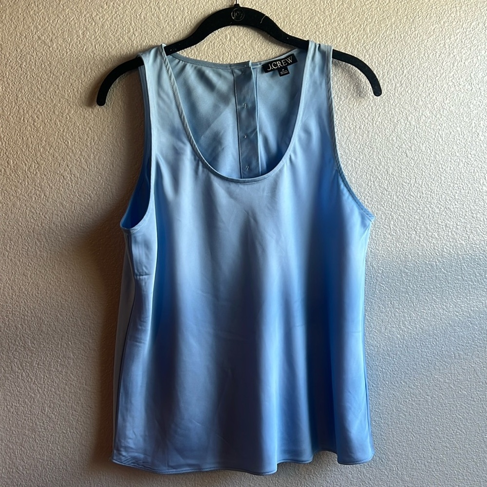 J Crew Tank Top Women's Size Medium M Blue Gold Button Back
